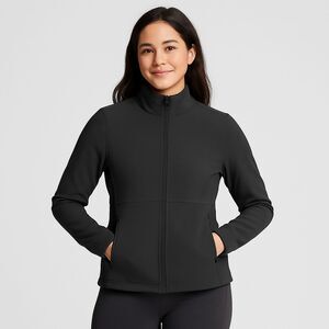 All in Motion Women's Stretch Jacket Heathered Black Sz XS Black Lightweight Act